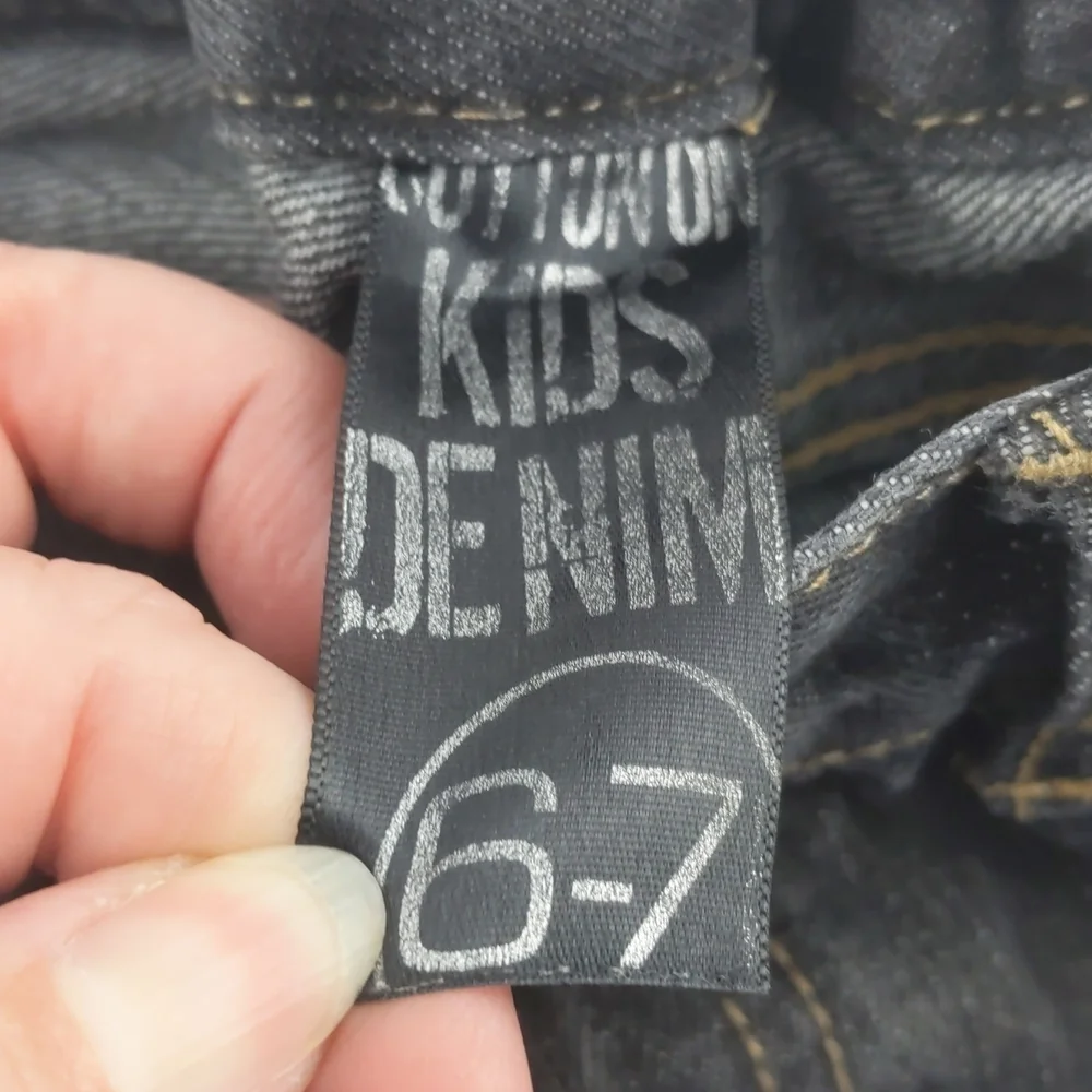 Cotton On Kids Denim Jeans Size 6-7 Black Elastic Waist Unisex - Picture 10 of 11